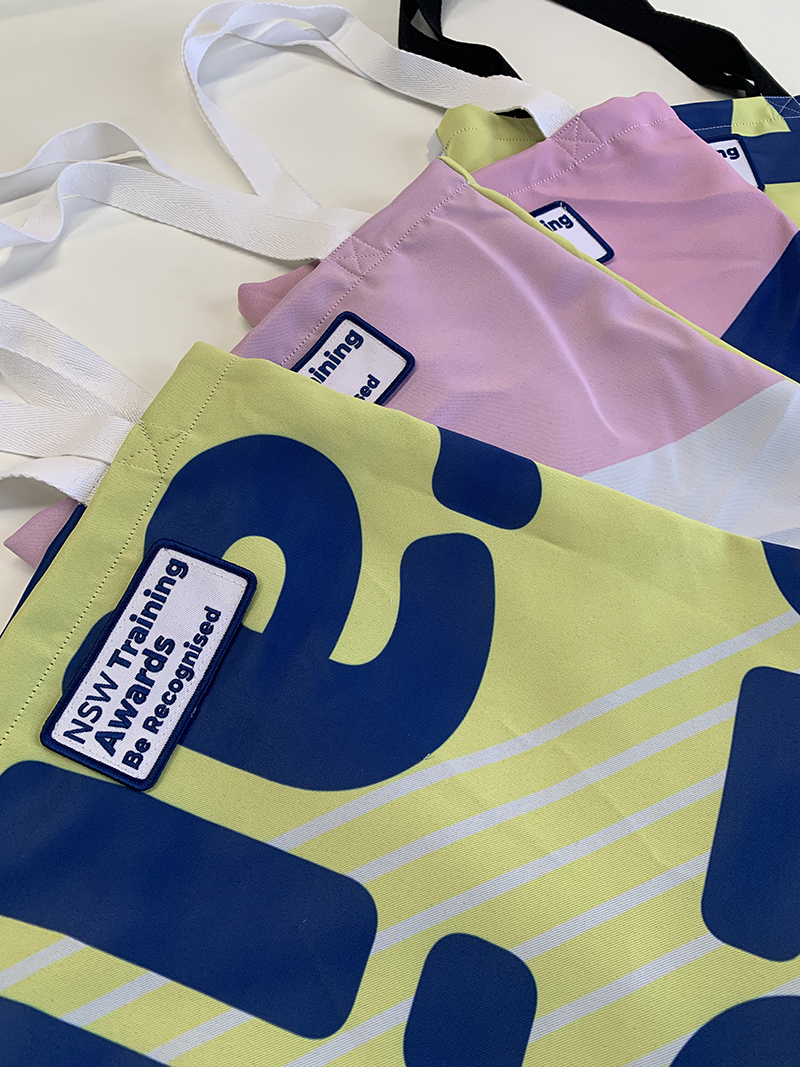 NSW TRAINING AWARDS Custom printed and made tote bags